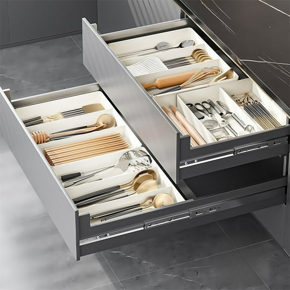 Adjustable Silverware Organizer Flatware Holder Utensils Tray Storage Divider D YIWEI