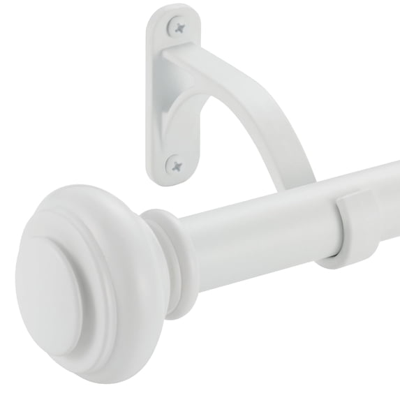 Adjustable Single Curtain Rod Matte White 36"-72" For Bedroom Living Room Window Decoration