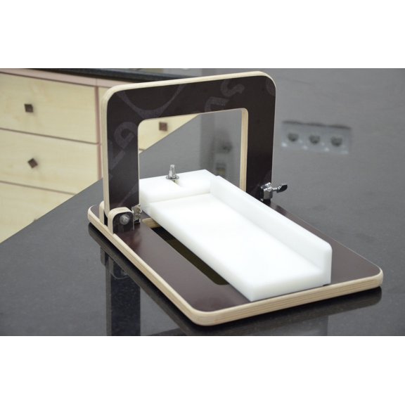 Adjustable Single Wire Soap Cutter | with Ruler| Polyethylene-Surface | Surface-Adjustable | Up to 5cm=2'' Cuts | Brown