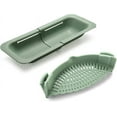 thumbnail image 1 of Adjustable Over the Sink Colander Strainer, Silicone Clip On Strainer for Pots Strainers and Plastic Colanders Drainer Basket for Food Pasta Vegetables Kitchen, Extendable 14.5"-19.5", Green, 1 of 10