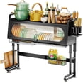 thumbnail image 1 of Adjustable Over Sink Dish Rack 28.34 to 31.49 Inches Space Saving Drying Rack with Cover for Kitchen Shelf Organization Large Capacity Multi Tier Rust Resistant, 1 of 6