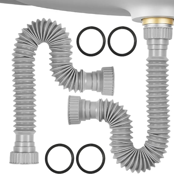 Adjustable Sink Drainage Pipe 2pcs Flexible P Trap set Leak Proof Sink Drain 2pcs for or Under Sink Bathroom Kitchen