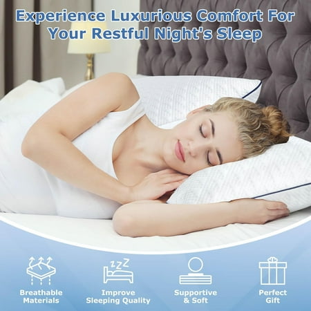 Adjustable Size Cooling Memory Foam Pillows Set of 2 | Ergonomic Support for All Sleep Positions