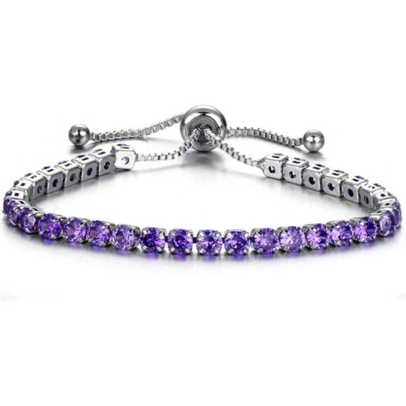 Adjustable Size Women Eternity Cubic Zircon Stackable Chain Bracelet