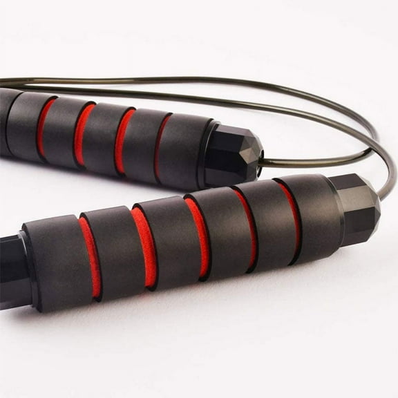 Adjustable Skipping Rope Weighted Adjustable Speed Jump Rope Workout Exercise(Black Red)