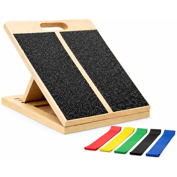 Adjustable Slant Board for Squats and Stretching with 5 Resistance Bands - Non-Slip Squat Wedge, Slant Boards for Exercise, Incline Board for Mobility, Achilles Stretcher & Foot Stretcher