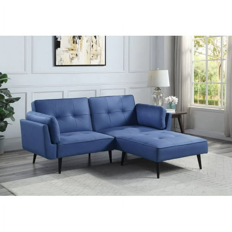 Adjustable Sleeper Loveseat Futon Bed Mid Century Loveseat Couch Convertible Sleeper Sofa Bed Large Sofa Set Theater Seat for Home Blue Fabric Adjustable Sofa Ottoman Brand Wealthman Walmart