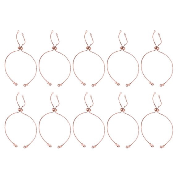 Adjustable Slider Bracelets, 10Pack Box Extender Connecting Chains with Rhinestone Ends (Rose Golden)