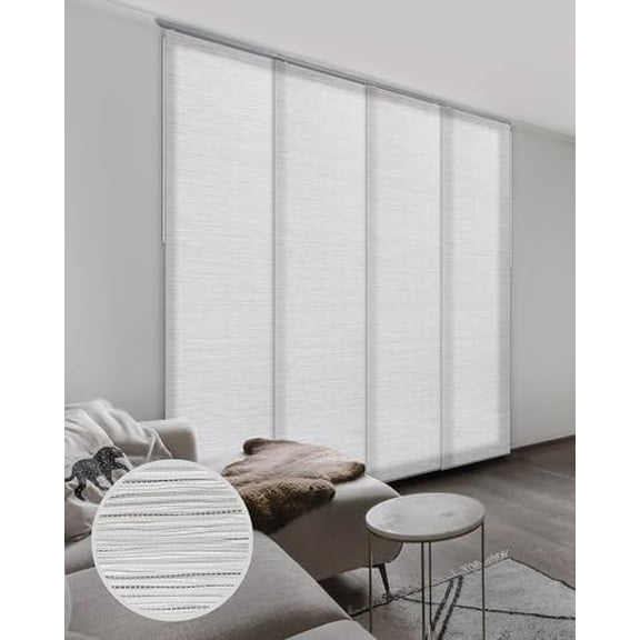 Adjustable Sliding Panel Track Blinds, Vertical Blinds, Room Dividers Walls, Closet Doors, Extendable Track from 45.8" to 86" W, Trimmable Panel Curtains Up to 96" H, Mica