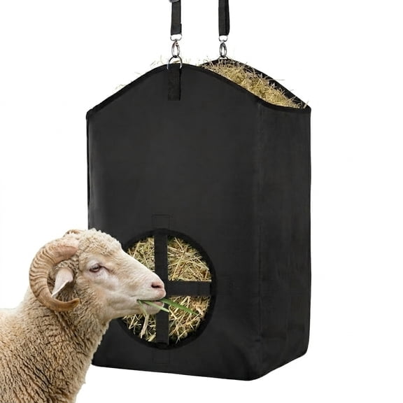 Adjustable Slow-Feed Hay Bag for Goats, Rabbits, Horses & Sheep Large 48x35x17cm (19x14x7in) 600D Oxford Fabric