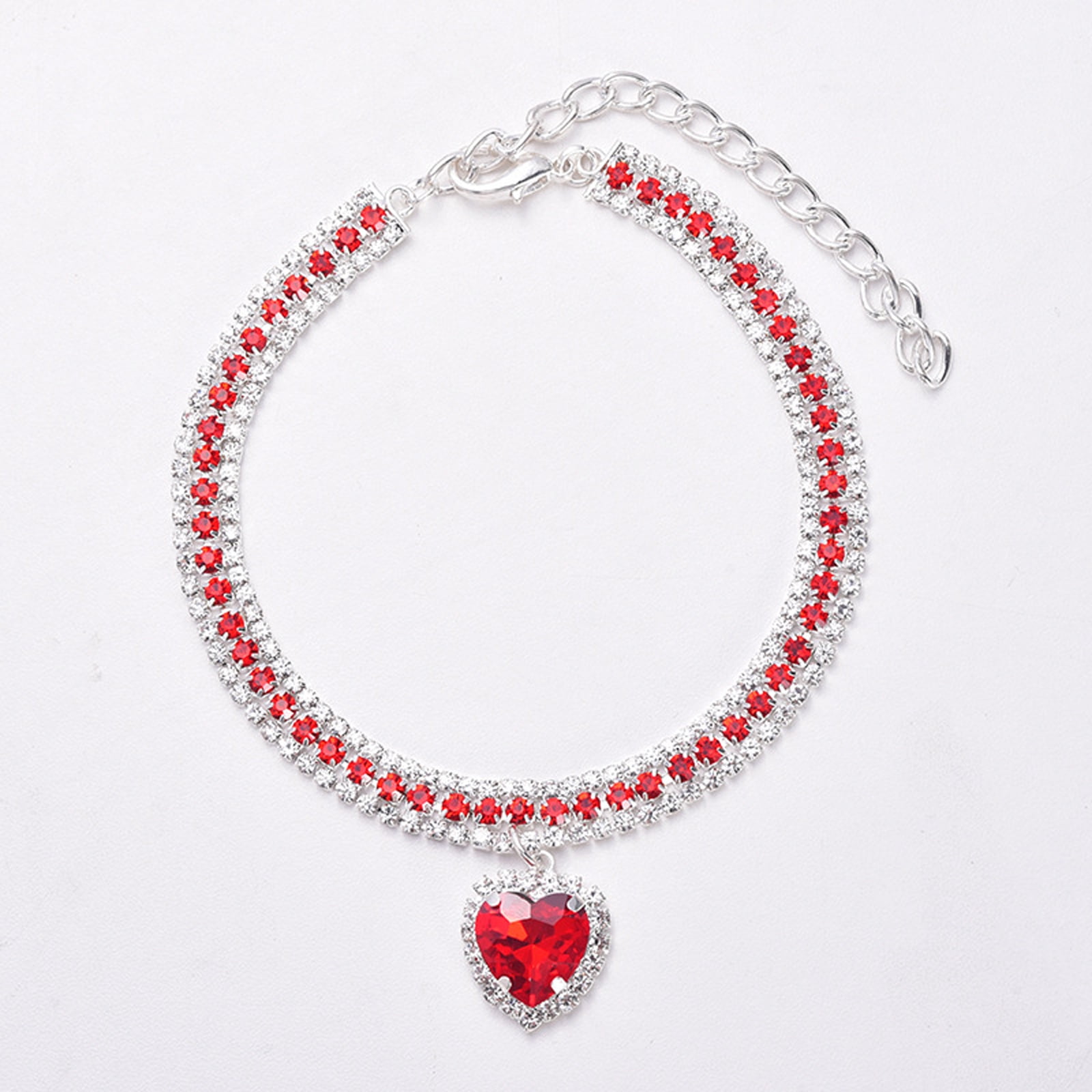 Adjustable Small Dog Collar with Love Heart Pendant, Cute Necklace Style Pet Collar, Decorative Pet Neck Collar with Charm, Fashion Pet Accessory for Small Dogs