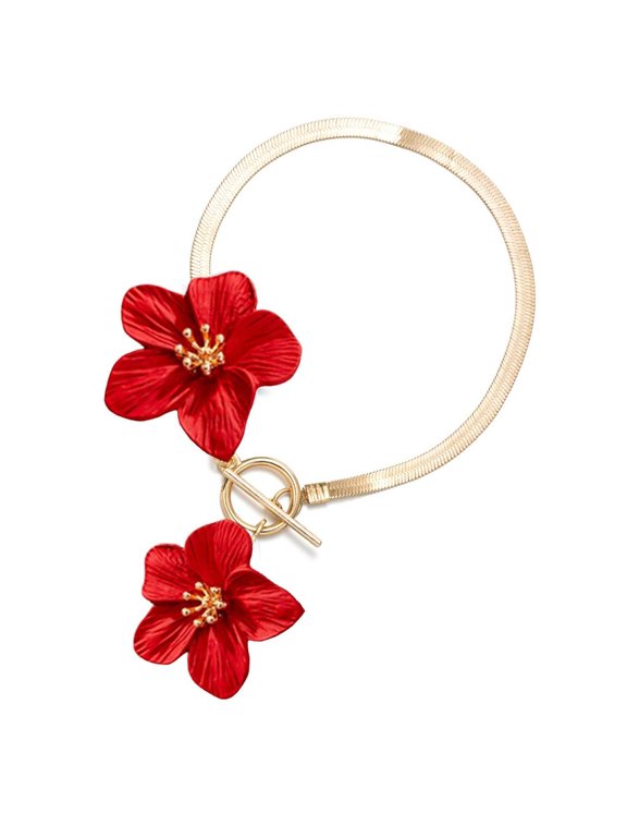 Adjustable Snake Bone Foot Chain Summer Jewelry Gift 3D Flower Charm Anklet