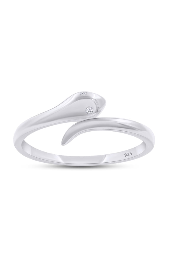Adjustable Snake Ring | Round Sparkling White Cubic Zirconia Open Snake Rings for Women In 14K White Gold Over Sterling Silver Jewelry Gift for Daughters Wife