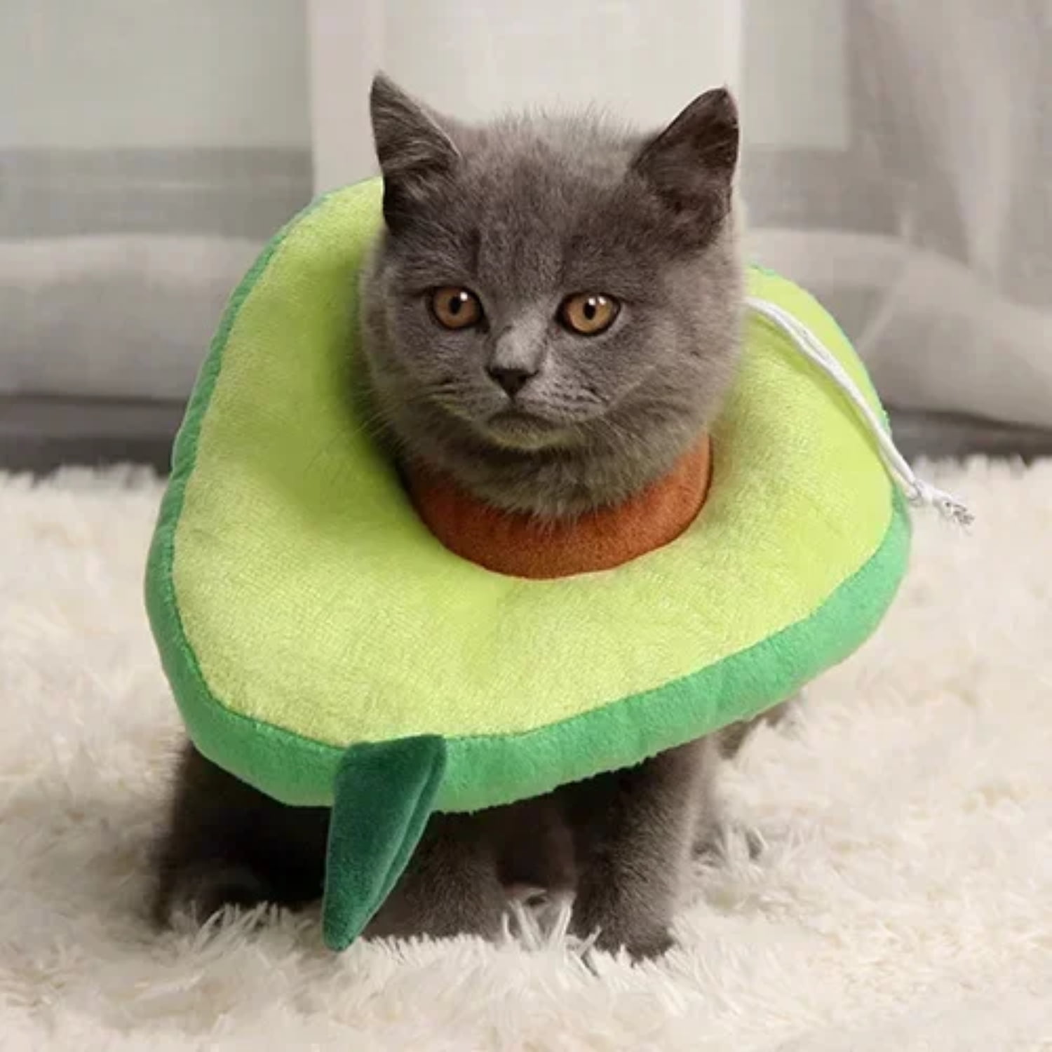 Adjustable Soft Cotton Elizabethan Collar for Pets with Cute Avocado