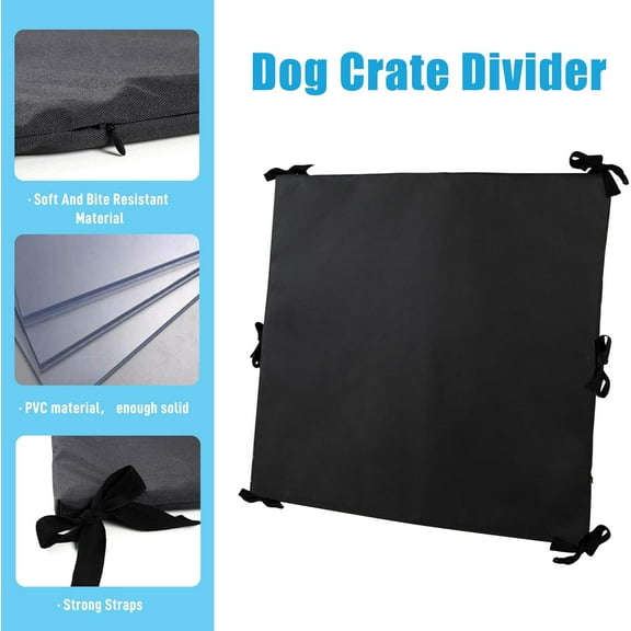 Adjustable Soft Dog Crate Divider Panel for 36" Crate, Black 27" H x 28.5"