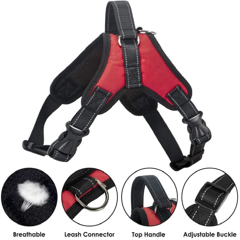 Adjustable Soft Dog Harness Mesh Padded Vest Neoprene Puppy Outdoor Pet Harnesses for Large Medium Small Dogs Puppies(Black/L)