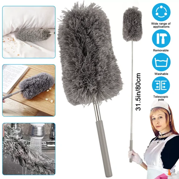 Adjustable Soft Microfiber Feather Duster Dusting Brush Household Cleaning Tool