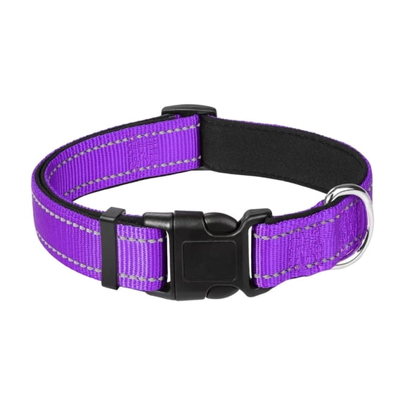 Adjustable Soft Neoprene Padded Nylon Reflective Dog Collar with Secure Buckle for Medium Sized