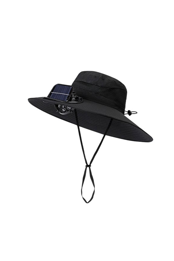 Adjustable Solar Fan Hat, Wide Brim Outdoor Sun Hat for Men and Women, Versatile Beach and Fisherman Style Cap, Summer Cooling Accessory with UPF Protection