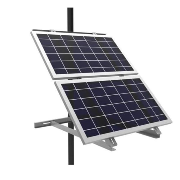 Adjustable Solar Side Pole Mount Bracket - Silver - Supports 2 Panels - Durable Design
