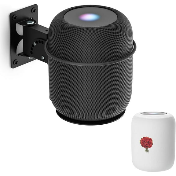 Adjustable Speaker Mount for Homepod 2 Wall Mount Bracket with Dust-proof Cover for Homepod 2nd Mount - Speaker Mount for Homepod 2nd Gen Shelf, Black