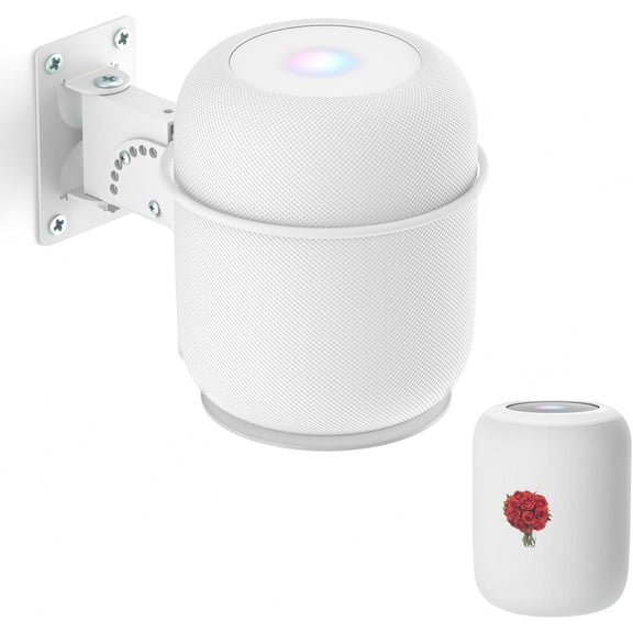 Adjustable Speaker Mount for Homepod 2 Wall Mount Bracket with Dust-proof Cover for Homepod 2nd Mount - Speaker Mount for Homepod 2nd Gen Shelf, White