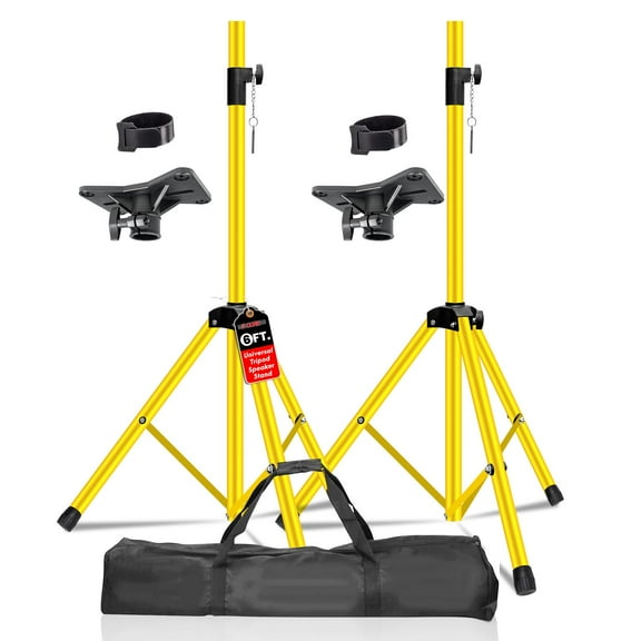 Adjustable Speaker Stand Tripod, 40"-72" Height w/ 35mm Pole & 132LB Capacity,Yellow