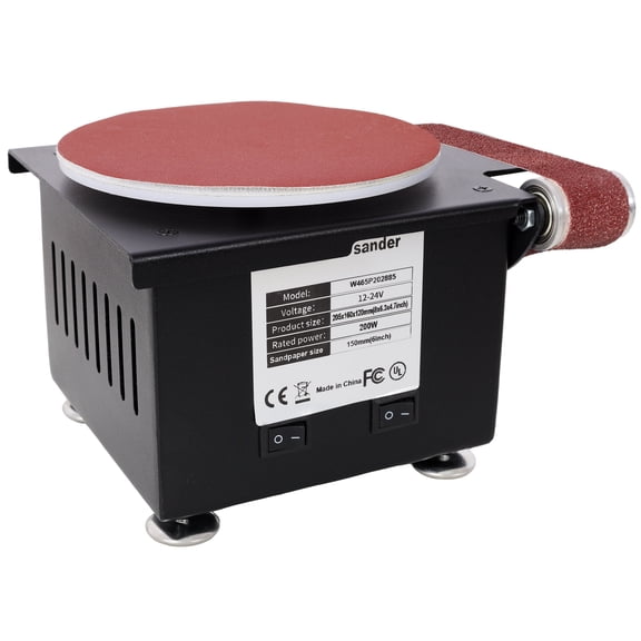 Adjustable Speed 2 in 1 Mini Belt Disc Sander, Bench Grinder Small Spindle Sander for Wood Metal Stone DIY Grinding, 4250-8500 RPM 7-Speed with Forward/Reverse, 30mm Belt 6 Disc, Black Metal