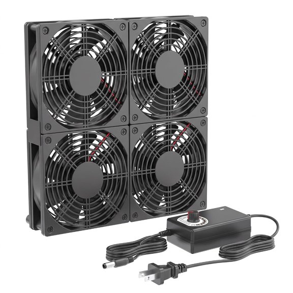 Adjustable Speed 4 Fans Cooling Pad, 4x120mm Computer Fan with AC Power Speed Controller Cooling for Game Console Laptop Router Network Cabinet