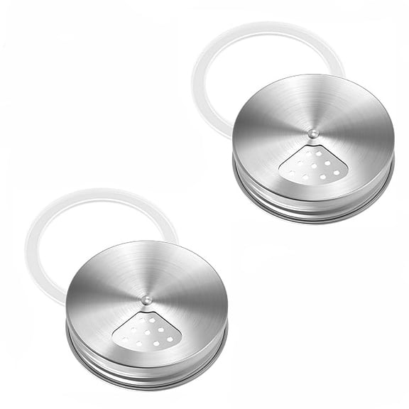 Adjustable Spice Shaker Lids for Mason Jars, Seasoning Dispensor Canning Lids for Ball Jars, Pouring & Sprinkling for Kerr Cups, Stainless Steel Lids with Sealing Rings