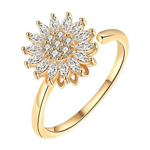 Adjustable Spinner For Gold Womens Jewelry Design Stress Reducer Zirconia Open