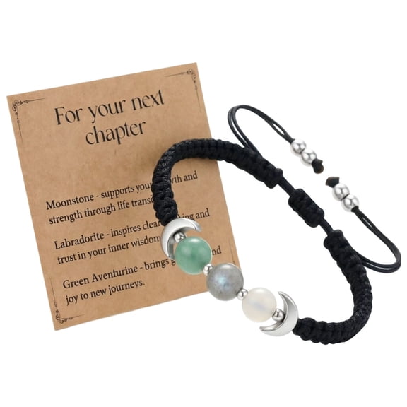 Adjustable Spiritual Crystal Bracelet with Moon Phase Details, Natural Protection Jewelry for Mom Daughter Friends