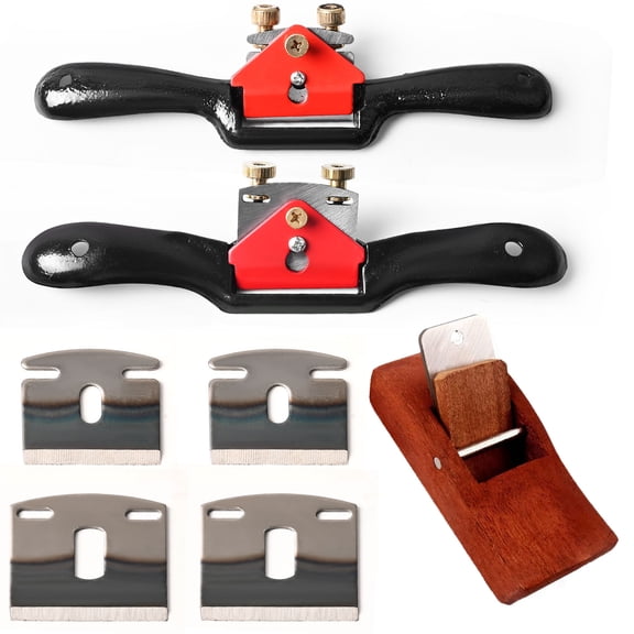 Adjustable Spokeshave Set 2pcs SpokeShave 4pcs Metal Blade and 1pcs Portable Woodworking Plane, Perfect for Wood Craft and Wood Working