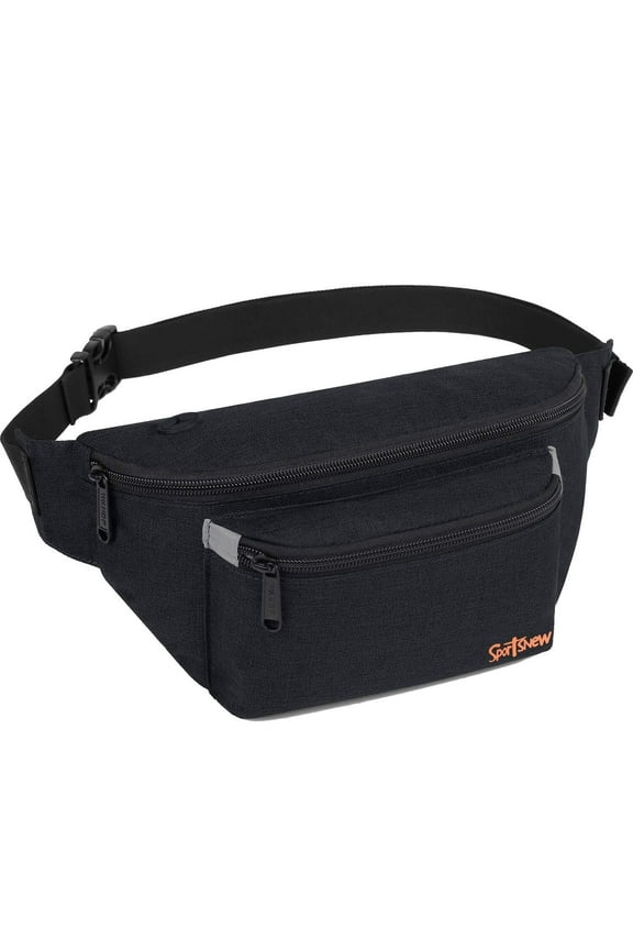 Adjustable Sports Fanny pack on Waist with Headphone Hole Running Crossbody Sling pack Women Fashion Chest Bag for Travel Cycling Hiking, Black