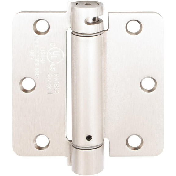 Adjustable Spring Hinge, 3-1/2 Inches, 1/4" Radius Corner, Satin Nickel by Stone Harbor Hardware