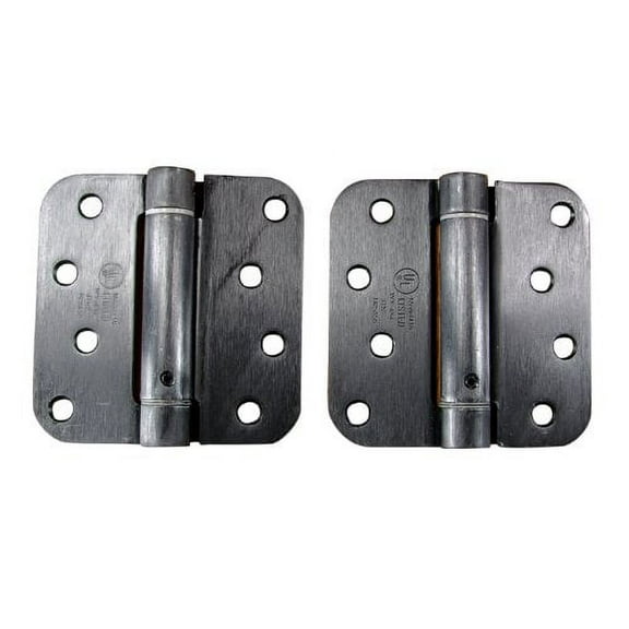 Adjustable Spring Hinges, 4" X 4" with 5/8" Radius in Oil Rubbed Bronze - Sold in Pairs - Self Closing Hinges - Door Closing Hinges