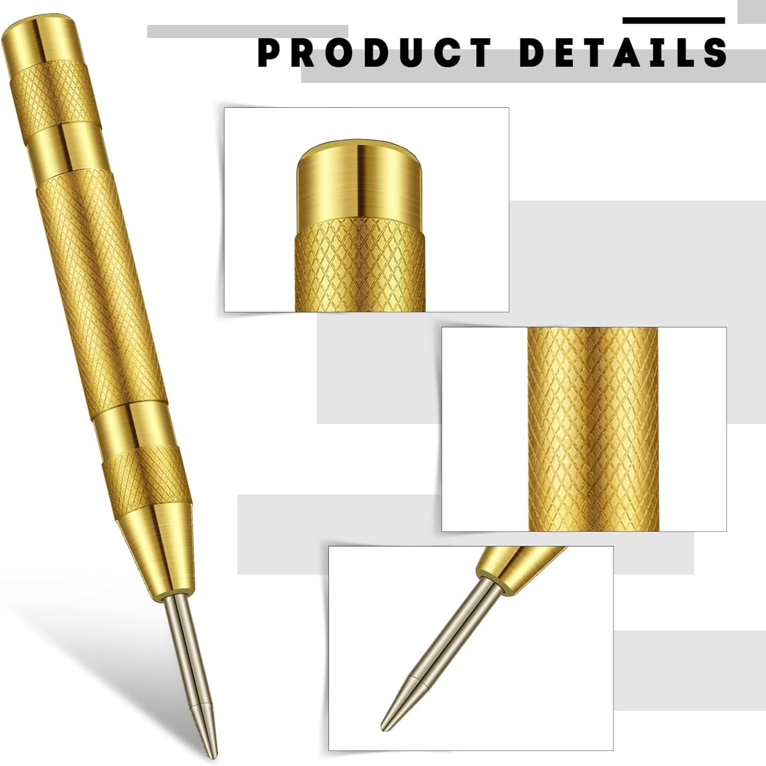 Adjustable Spring Loaded Automatic Center Punch Precision Wooden and Metal Hand Tool with