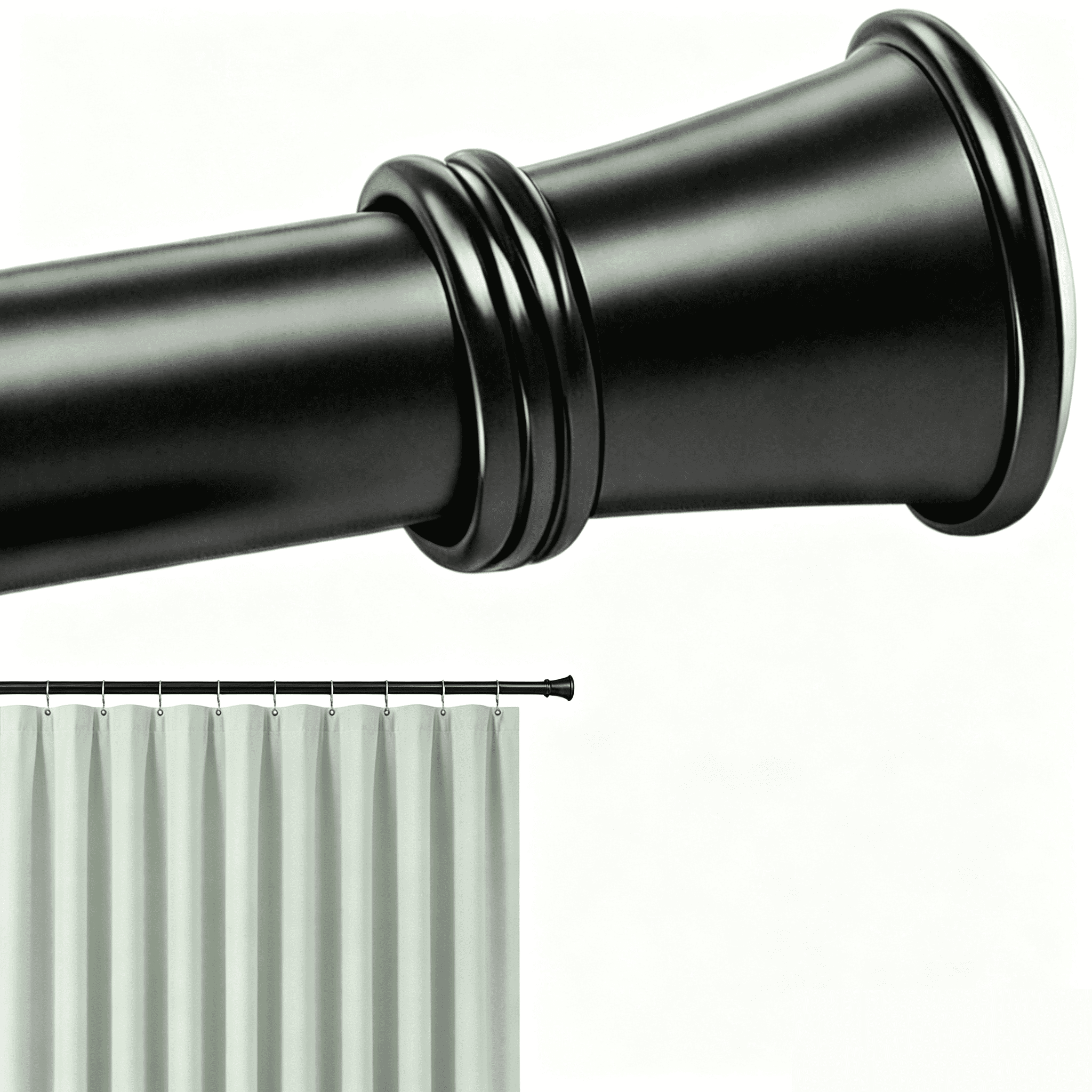 40.55‑78.78 Inch Adjustable Tension Curtain Rod, No‑Drill Shower Curtain Rod, Black Spring Tension Rod, Non‑Slip Window Curtain Rod for Bathroom, Closet, Doorway