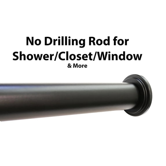 Urbanest No Drilling Heavy Duty Adjustable Spring Tension Curtain Window Rod, 24"-42" - Matte Black