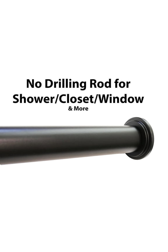 Urbanest No Drilling Heavy Duty Adjustable Spring Tension Curtain Window Rod, 24"-42" - Matte Black