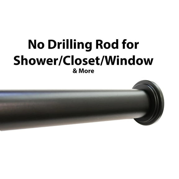 Urbanest No Drilling Heavy Duty Adjustable Spring Tension Curtain Window Rod, 42"-72" - Matte Black