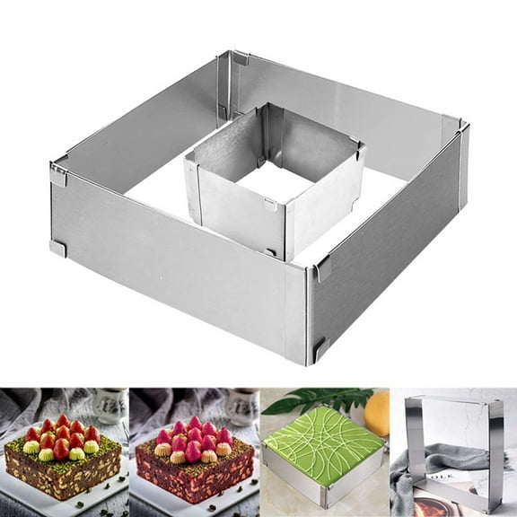 Adjustable Square Cake Pan | Stainless Steel Baking Mold for Cakes and Tiramisu | 9x9 to 17x17 Inch Size | Home Kitchen Baking Tool for Desserts and Pastries