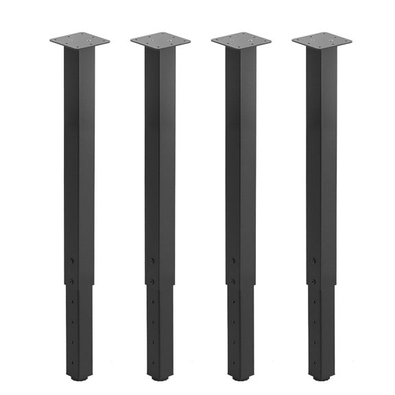 Adjustable Square Steel Table Legs 24-40 Inch Heavy Duty 1200 lbs Max Load Quick Installation for Desk Workbench Coffee Table 4 PCS Black