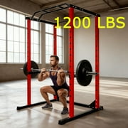 Adjustable Squat Rack, 1200LB Frame Power Rack, Multi-Functional Squat Rack Power Cage with J-Hooks for Home Gym Strength Training