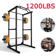 Adjustable Squat Rack, 1200LB Squat Rack Power Cage, 45.6" 44.3" 81.5" Multi-Functional Power Rack with J-Hooks for Weightlifting, Muscle Building
