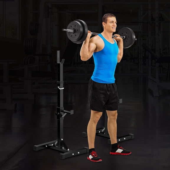 Adjustable Squat Rack 41"-66" Sturdy Steel Barbell Rack Free Bench Press Stands GYM/Home Gym Portable Dumbbell Racks StandS