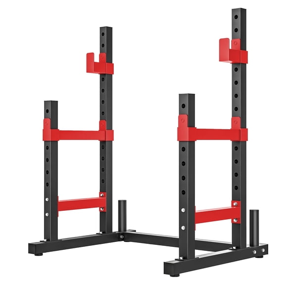 Adjustable Squat Rack, 660lbs Weight Lifting Rack for Home Gym, Multi-Functional Bench Press Power Rack for Strength Training, Red