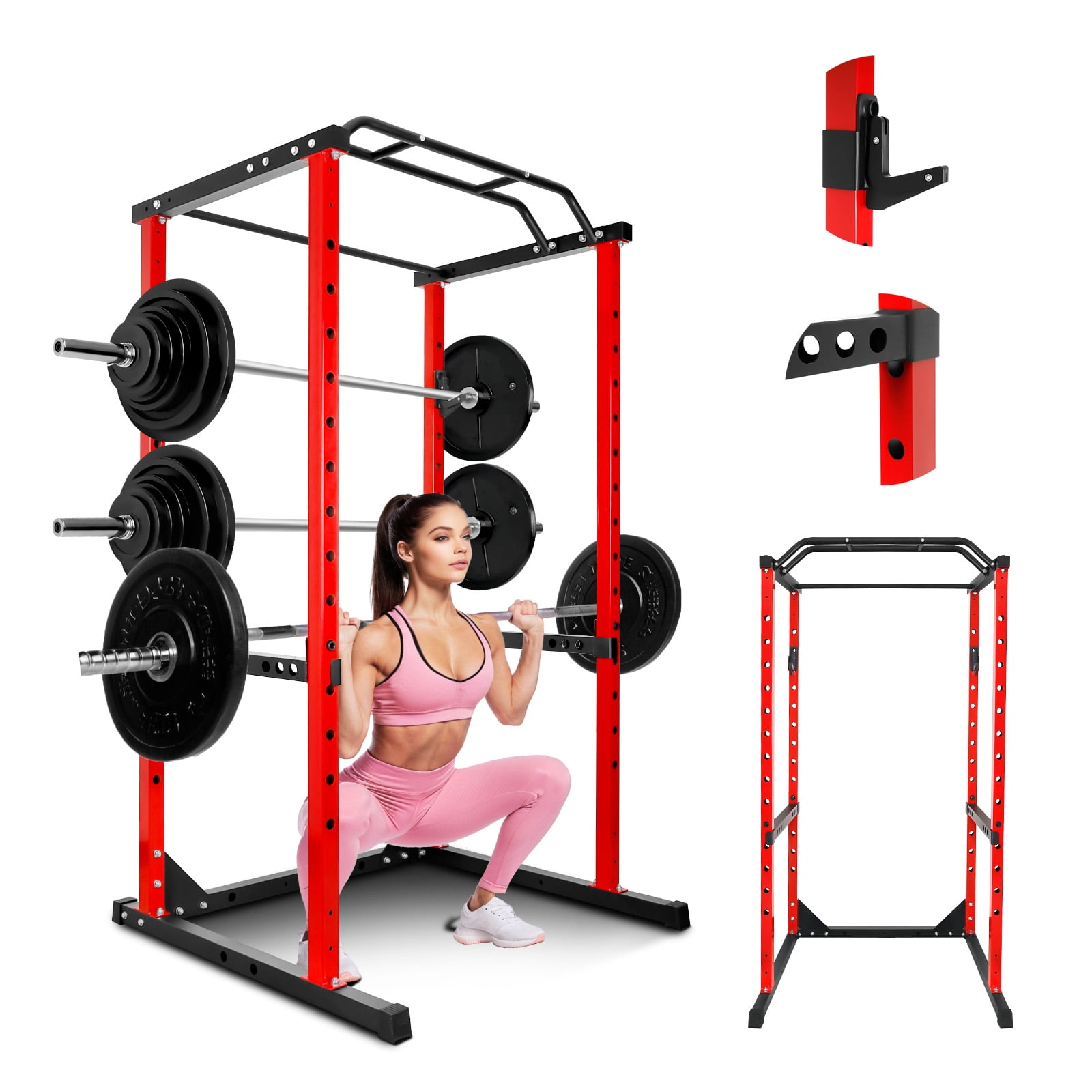 Adjustable Squat Rack Power Cage with Pull Up Bar, 1200 lbs 14-level Adjustable Weight Lifting Training Rack for Home Gym Strength Training