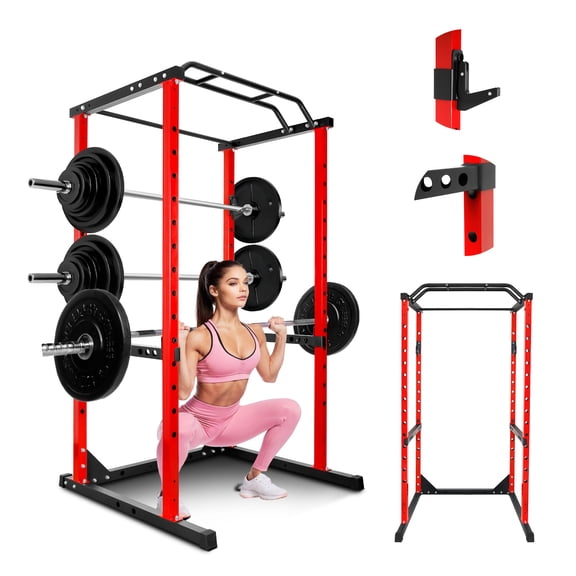 Adjustable Squat Rack Power Cage with Pull Up Bar, 1200 lbs 14-level Adjustable Weight Lifting Training Rack for Home Gym Strength Training