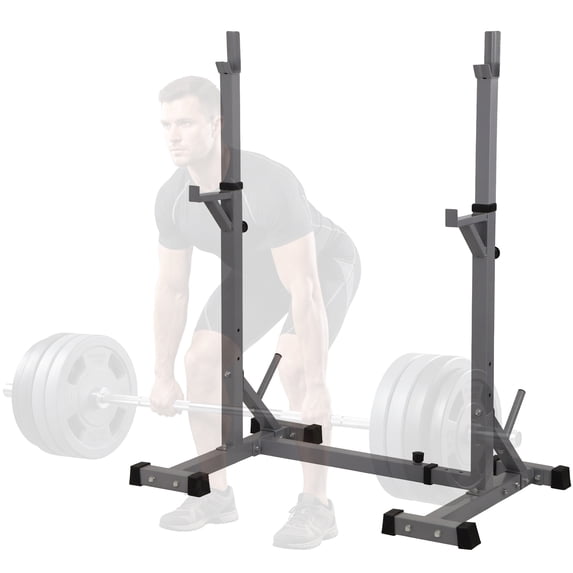 ZENY Adjustable Squat Rack Stand with Spotter Arms Barbell Holder Home Gym Gray